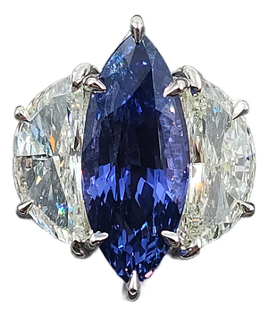 4.21 Ct Gubelin/Gia Certified Nh Color Change Sapphire & Diamond Ring Size 6.5