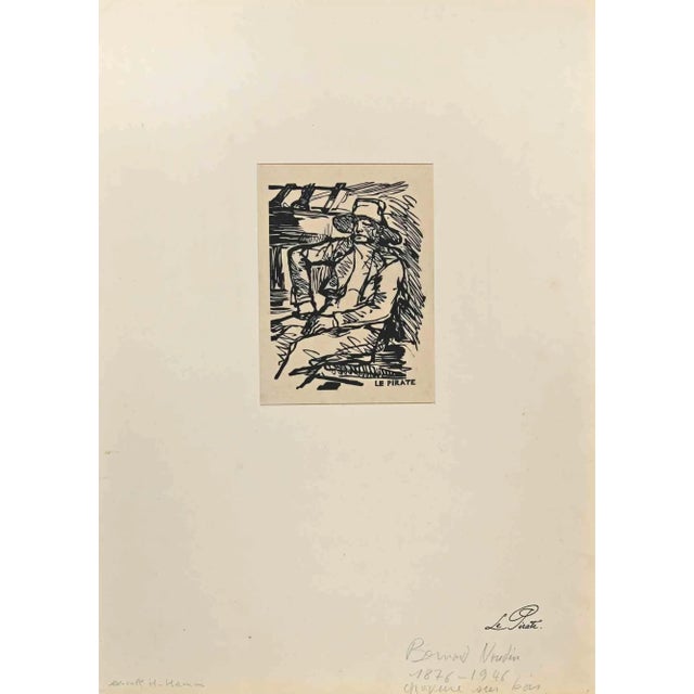 The Pirate is an Original Woodcut print realized by Bernard Naudin (1876-1946). The artwork is in good condition on a...
