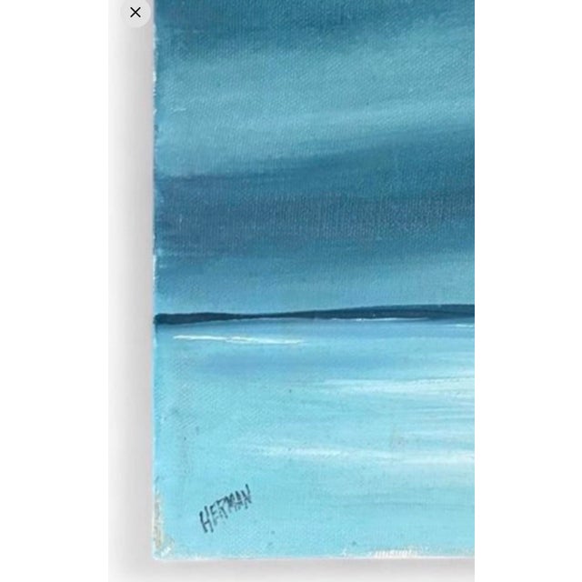 Mid-Century Modern 1960s Mid-Century Modern Herman Marsh Scene Signed Landscape on Canvas For Sale - Image 3 of 3