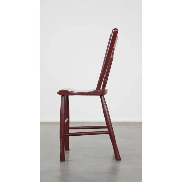 Vintage Dutch Farmers Side Chair in Burgundy Wood For Sale - Image 5 of 12
