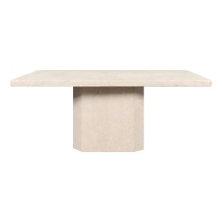 Vintage Italian Modern Botticino Marble Dining Table, 1970s For Sale
