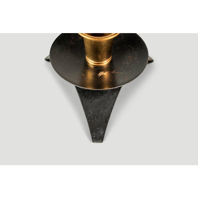 Set of Two (2) Mid-Century Modern Space Age Atomic Era Low Profile Metal Candlestick Holders, Usa, C. 1960s For Sale - Image 9 of 16