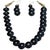 Round Circle Black Onyx with Rose Cut Diamond 18 Karat Gold Necklace, Earrings For Sale - Image 15 of 18