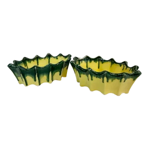 1940s Vintage Boho Chic Americana Drip Glazed Oval Planters by McCoy - A Pair.