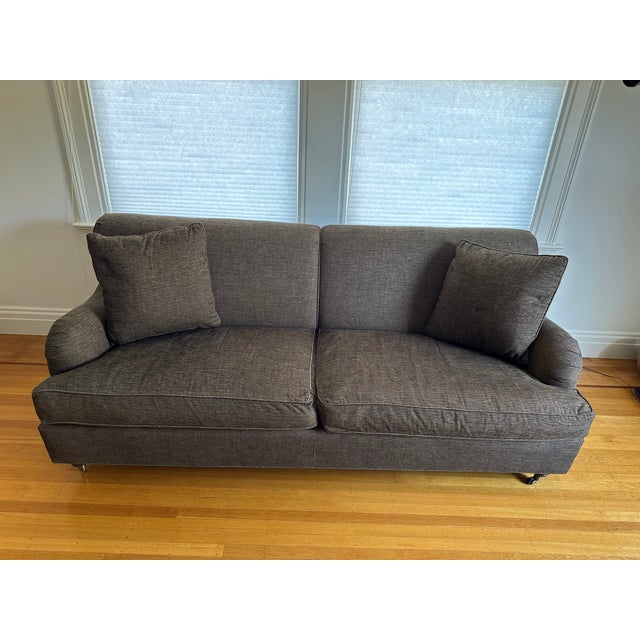 Traditional Baker Roll Arm Chenille Sofa For Sale - Image 3 of 10