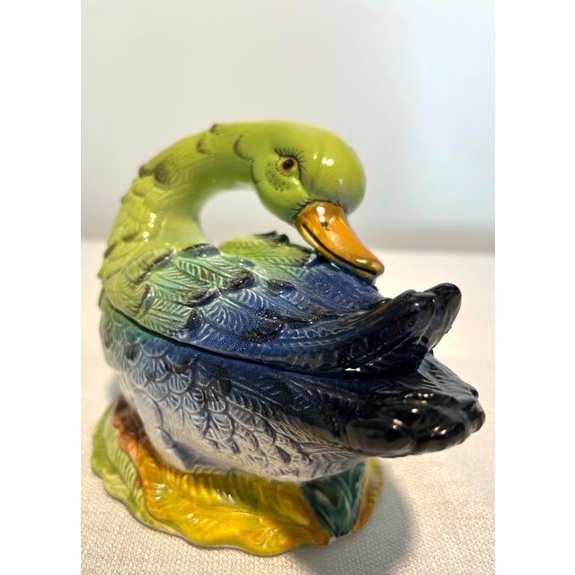 Ceramic Mid 20th Century Neiman Marcus Italian Porcelain Duck Trinket Dish For Sale - Image 7 of 9