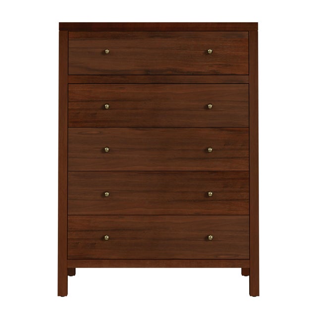 Spritely Home Accent Furniture Nora 36 in. W Rectangular Wood 5 Drawer Tall Dresser, Walnut For Sale - Image 4 of 7