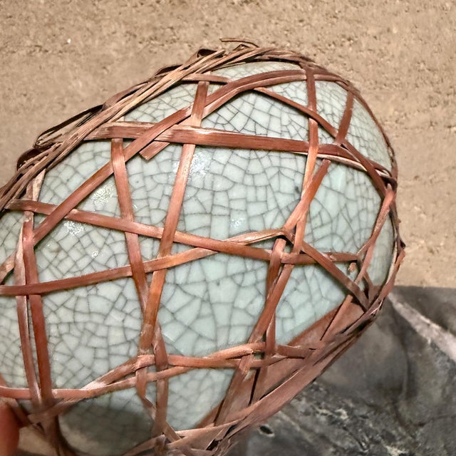 Ceramic Ceramic Bowl Chinese Celadon Ware Crackle Glaze Mid-Century Modern For Sale - Image 7 of 9