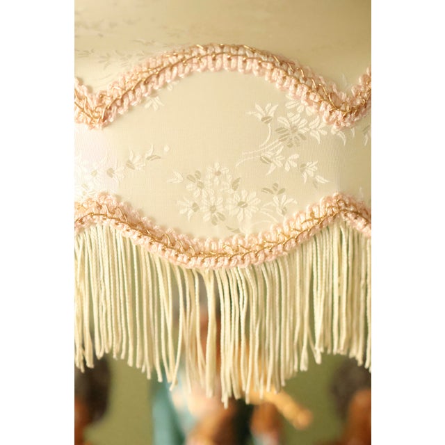 Figurative Vintage Italian Figural Porcelain Lamp With Fringed Shade - Courting Musicians Quartet For Sale - Image 3 of 10