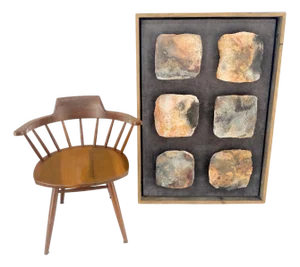 Large 33x47 Framed Fired Clay Wall Art Sculpture Abstract Textures Tray