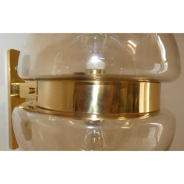Double-Cap Wall Light in Amber Glass and Brass from Peill & Putzler, Germany, 1960s For Sale - Image 14 of 18