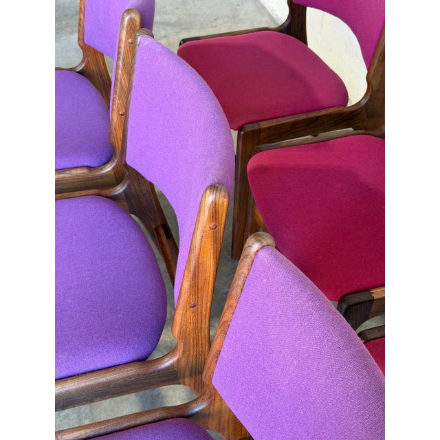 Rosewood Dining Chairs in Style of Erik Buch Upholstered Mid-Century Seating Set of 6 Denmark 1960s For Sale - Image 10 of 10