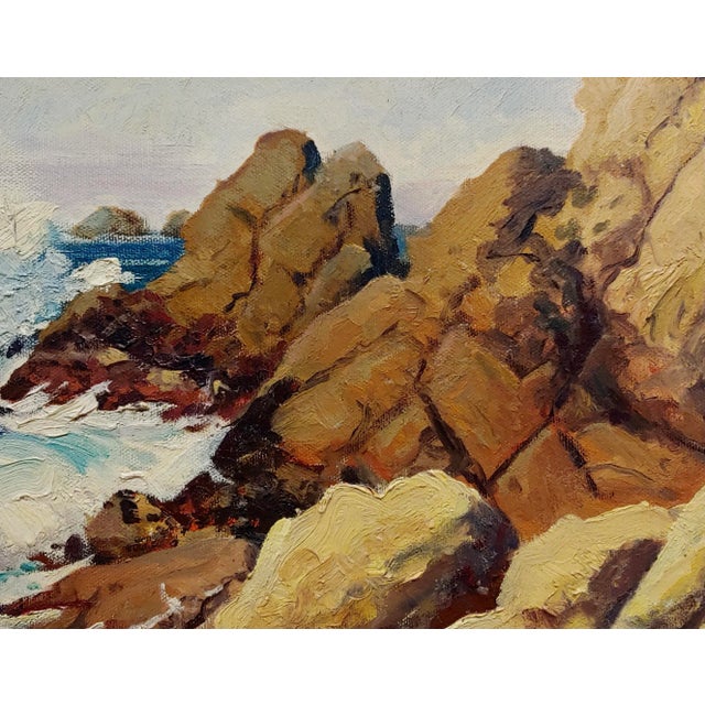 Impressionist Arthur Hill Gilbert -Northern California Rocky Seascape-Oil Painting For Sale - Image 3 of 9