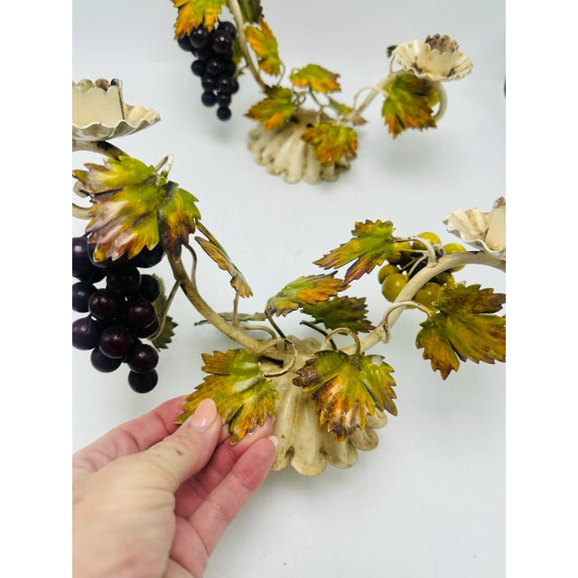 1960s Vintage Tole Candle Holders, a Pair For Sale - Image 5 of 7