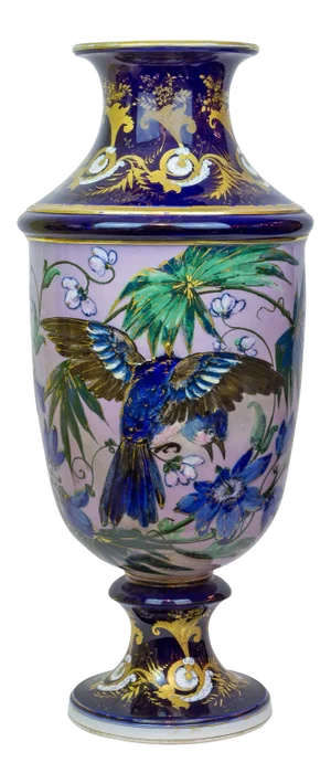 Large Aesthetic Porcelain Vase with Floral and Bird Decorations
