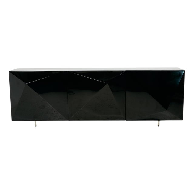 High-Gloss Sideboard with Steel Legs For Sale