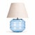 Hand-Blown Glass Table Lamp with Linen Shade in Aqua by Svitanok For Sale - Image 4 of 4
