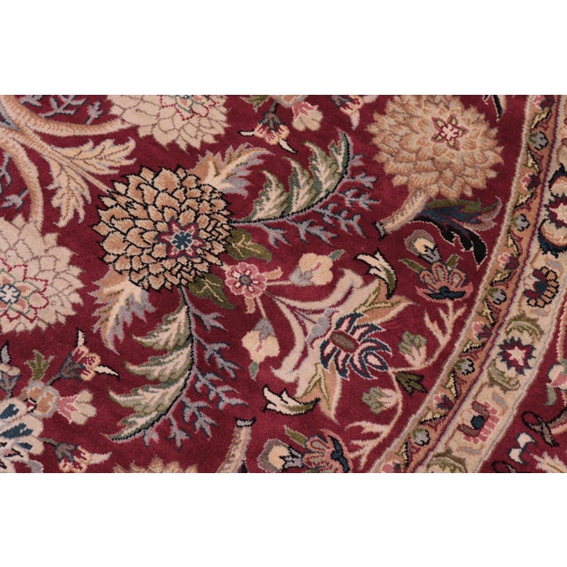 Shabby Chic Art Nouveau 1990's Pak-Persian Red/Pink Wool Round Rug- 8'1'' X 8'3'' For Sale - Image 3 of 9