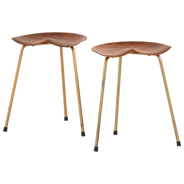 Brown Set of Danish Stools For Sale - Image 8 of 8