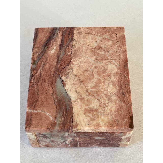 1960's Italian Rosa Pink Marble Jewelry Trinket Box For Sale - Image 4 of 10