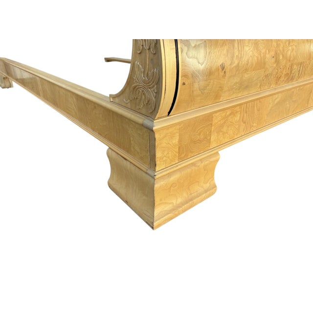 Vintage Henredon Charles X Collection King Sleigh Bed Light Burl Wood French For Sale - Image 16 of 18