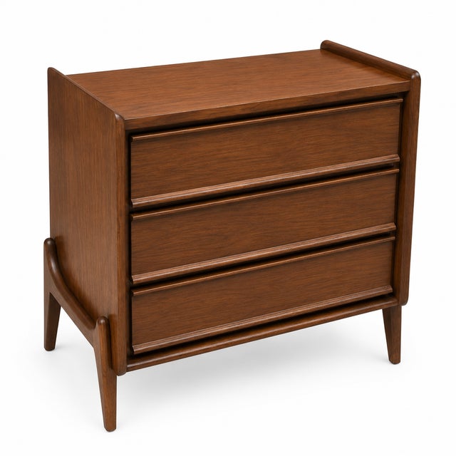 Mid Century Modern Walnut Nightstands. - Pair For Sale - Image 4 of 10