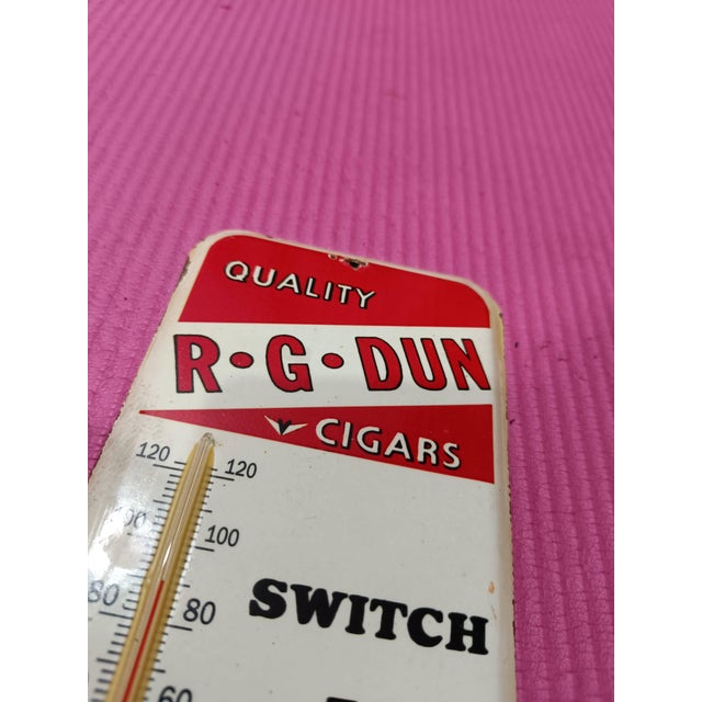 Premium Vintage Style r.g. Dun Cigars Advertising Thermometer Sign For Sale - Image 10 of 10