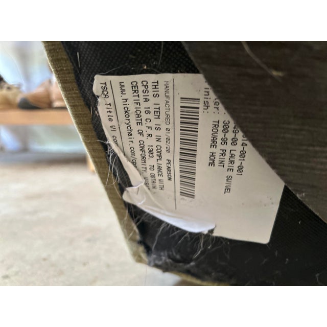 Textile Upholstered Swivel Chairs Pair For Sale - Image 7 of 17