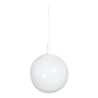 Mid Century Modern Blown Milk Glass Large Globe Pendant Light by Lite Trend of La Palma Ca For Sale