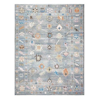 21st Century Turkish Oushak 9x12 Gray, Orange & Slate Blue Handmade Area Rug #a.c 201 For Sale