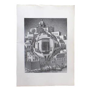 Vintage 20th Century Signed/Dated M. C. Escher Lithograph - "Balcony"
