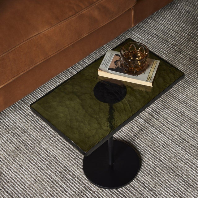 Contemporary Four Hands Zevon End Table - Moss Cast Glass For Sale - Image 3 of 12