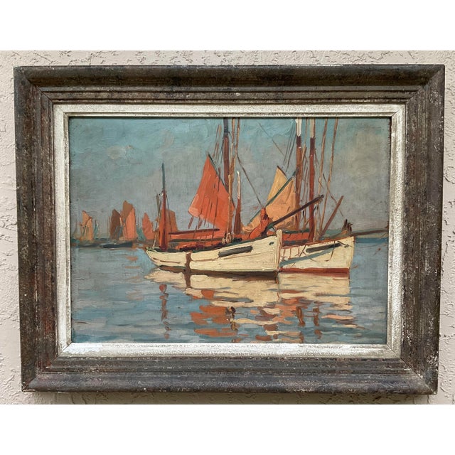 Impressionist Vintage French Impressionist Harbor Scene Oil Painting, Lucien Lefebvre-Foinet Frame For Sale - Image 3 of 17