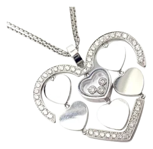 Chopard Double Happy Heart Diamond Large White Gold Pendant Necklace