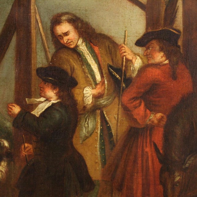 English Artist, Genre Scene, 1750, Oil on Canvas For Sale - Image 9 of 15