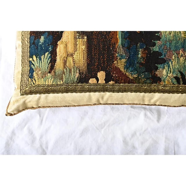 Textile BVIZ Antique Tapestry Fragment Pillow For Sale - Image 7 of 8