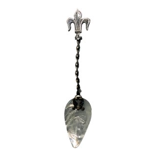 Antique Mop Sterling Fleur De Lis Caviar Spoon For Sale