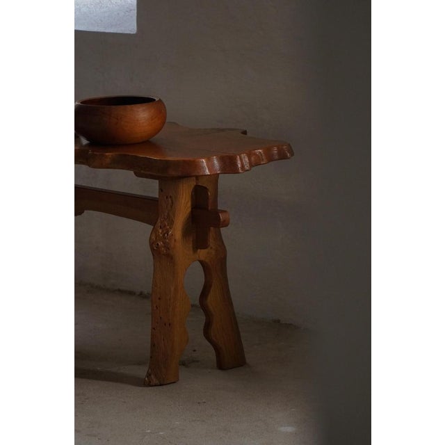 Mid-Century Scandinavian Wabi-Sabi Style Coffee Table in Elm, 1960s For Sale - Image 4 of 18