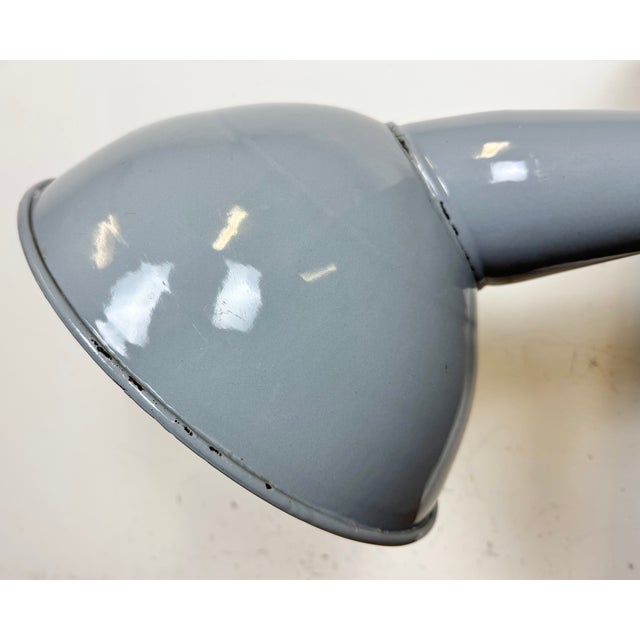 1960s British Industrial Grey Enamel Factory Wall Lamp, 1960s For Sale - Image 5 of 18