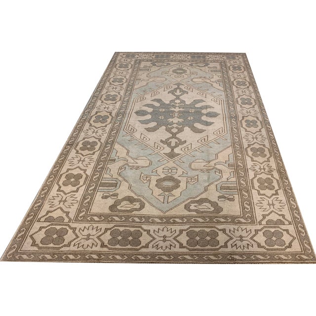 Vintage Circa 1940 Turkish Oushak Area Rug 4ft 5in X 7'ft 4in For Sale - Image 9 of 10