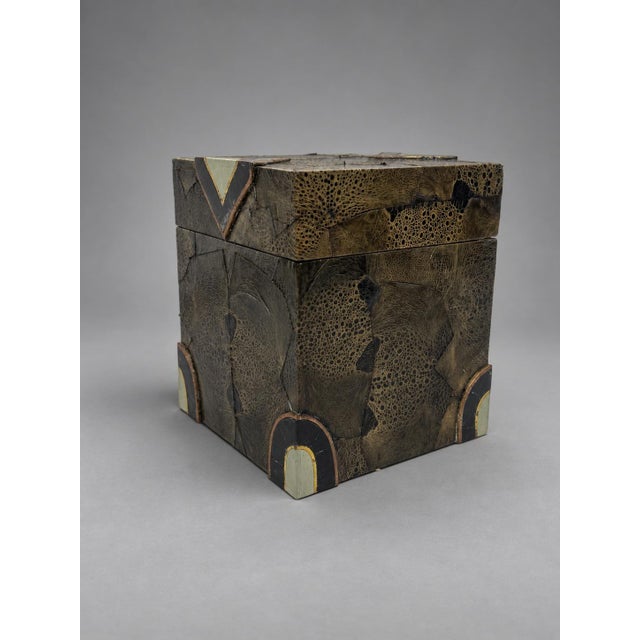 Mid 20th Century Unusual R&y Augousti Python & Mixed Stone Covered Box, Karl Springer Style For Sale - Image 5 of 11