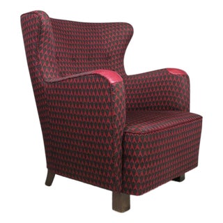 1937 Attributed to Kaj Gottlob for a.j. Iversen Lounge Chair in Original Lis Ahlmann Fabric For Sale