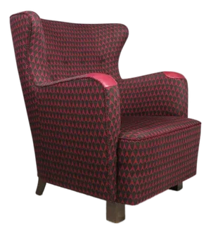 1937 Attributed to Kaj Gottlob for a.j. Iversen Lounge Chair in Original Lis Ahlmann Fabric