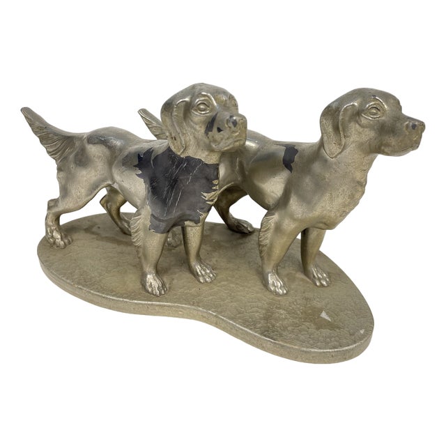 Pewter Statuette Depicting Dogs, 1960s For Sale