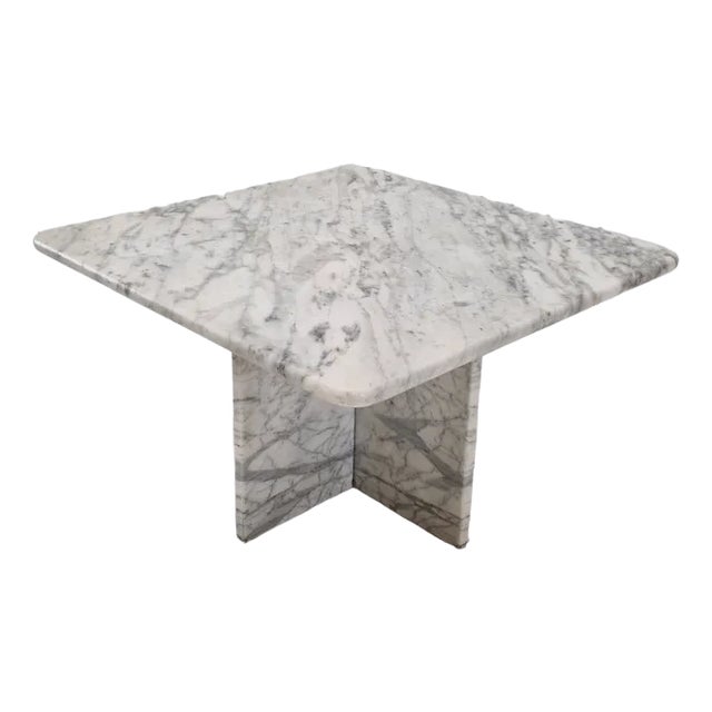 Italian Carrara Marble Coffee Table, 1980s For Sale
