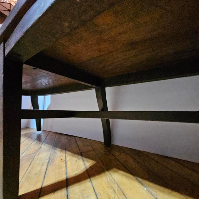 Sikes Chair Co. Mahogany & Leather 1900s Railroad Station Bench For Sale In New York - Image 6 of 7