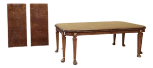 Neoclassical Style Walnut Dining Table, 8-Leg Green Granite Edged Dining Table- Henredon Grand Provenance