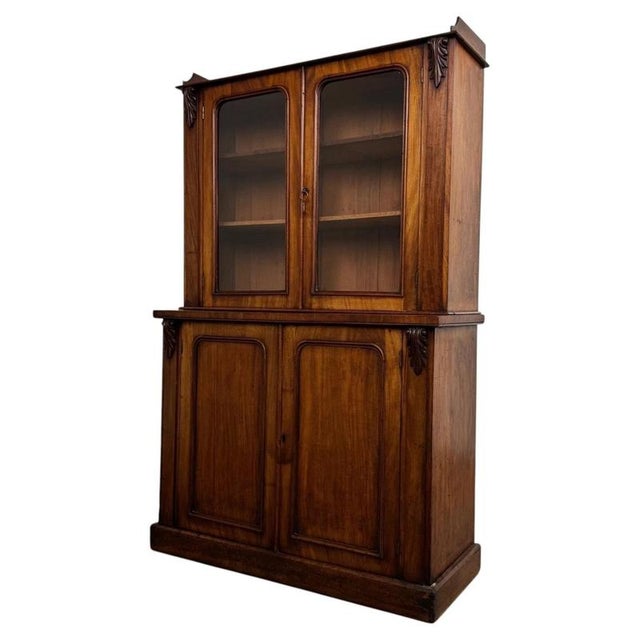19th Century Antique Victorian Mahogany Bookcase, 1880 For Sale - Image 5 of 12