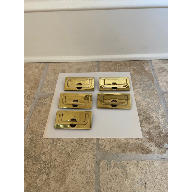 Henredon Scene One Campaign Replacement Brass Hardware Pulls Set of 5