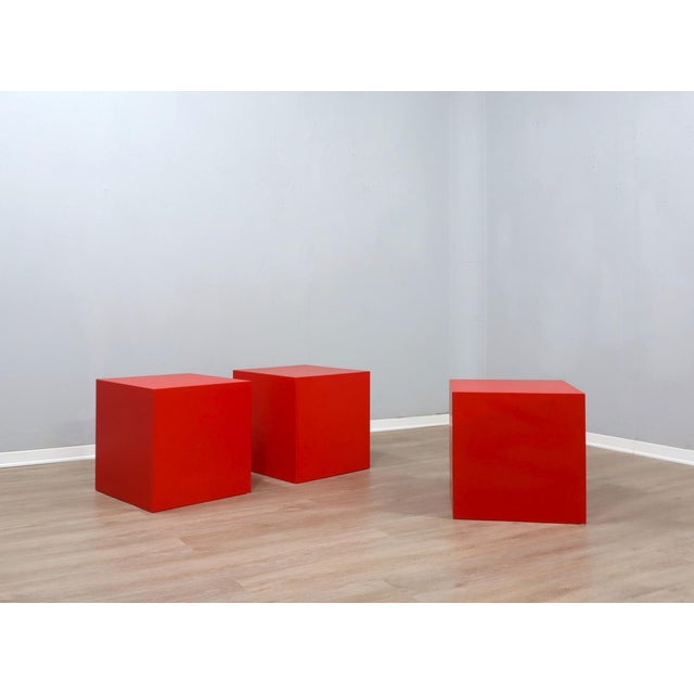 Italian Fiberglass Cube Stools, 1960s, Set of 3 For Sale - Image 12 of 12